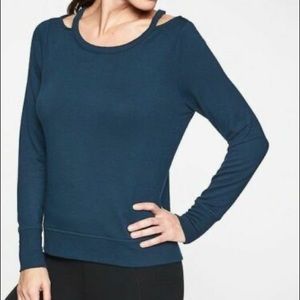 ATHLETA Cutout Neck Long Sleeve Buttery Soft Top